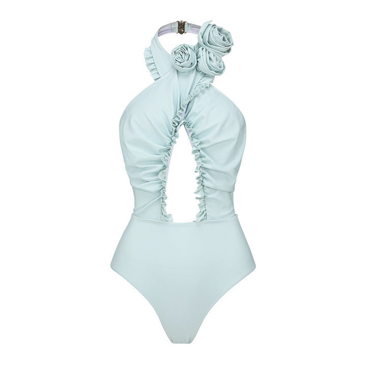 Damen Hochwertiger einteiliger Badeanzug mit außergewöhnlichem Schnitt und floralen Details Drune