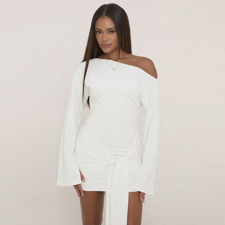 Damen nan tailliertes Wickelshirt mit weiten Trompetenärmeln und extra langem Bindeband Drune