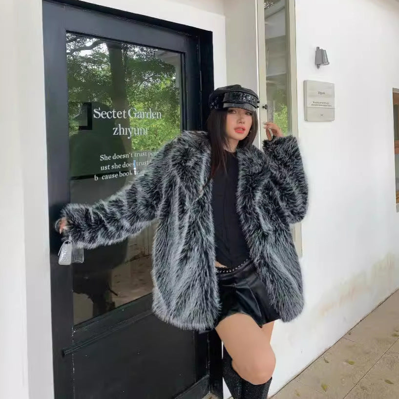 Damen trendige Kunstpelzjacke Drune