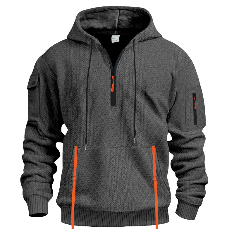 Herren sportlicher Kapuzenpullover mit Struktur und praktischen Taschen Drune