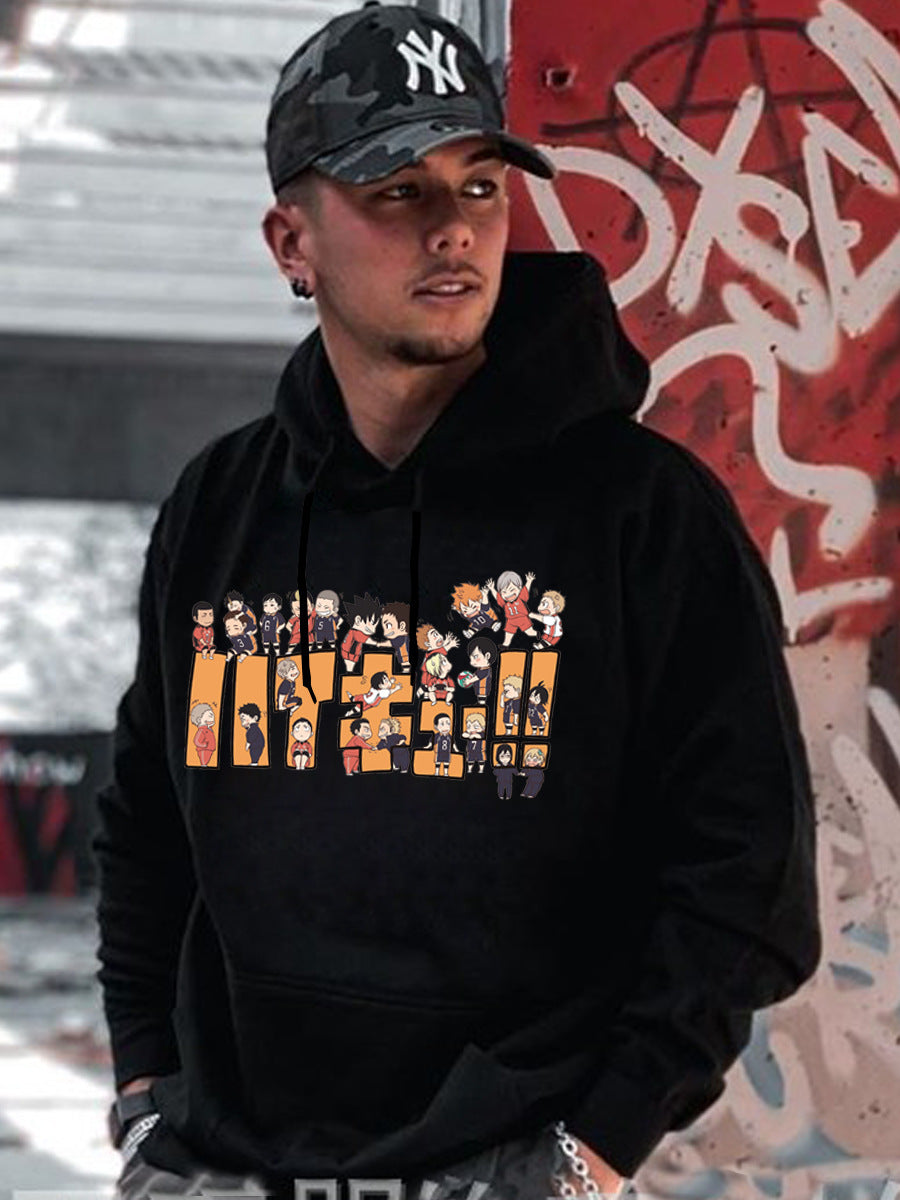Damen Kapuzenpullover mit buntem Anime-Druck Drune