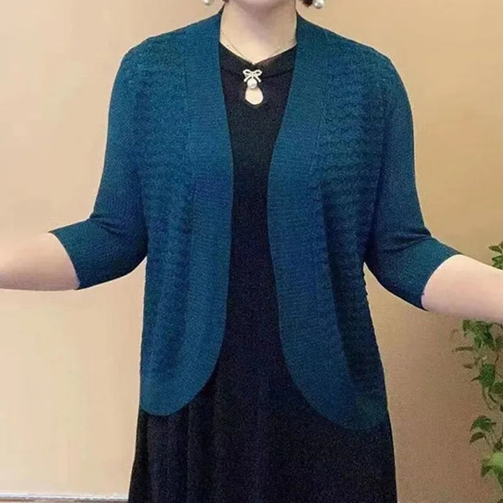 Damen Strickjacke mit 3/4-Ärmeln und strukturiertem Muster Drune