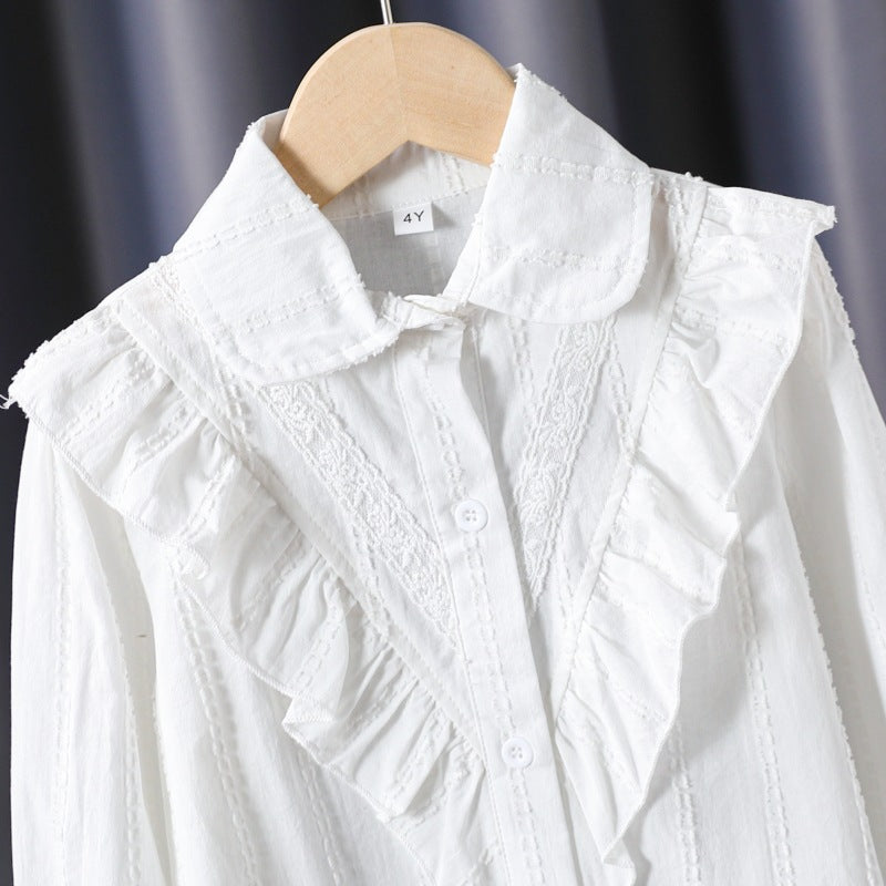 Damen Bluse mit Rüschendetails und feinen Stickereien Drune
