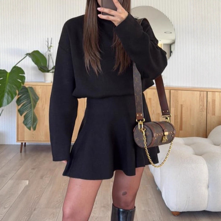 Damen lässiges Sweatshirt-Kleid mit hochtägiger Ärmeln Drune
