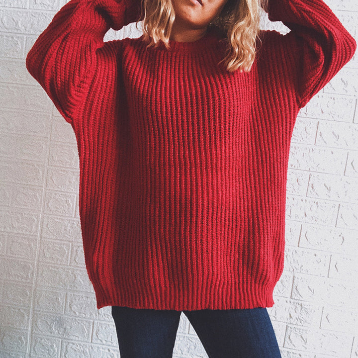 Damen Grobstrickpullover mit oversized Schnitt und lässigen Ärmeln Drune