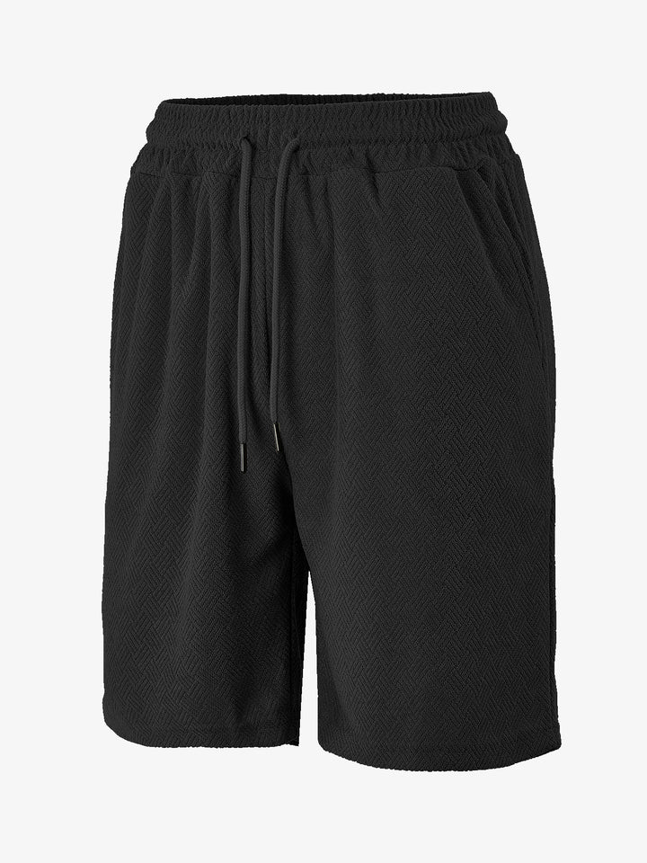 Herren nan Frottee-Shorts mit Fischgrätstruktur, elastischem Kordelbund und Seitentaschen Drune