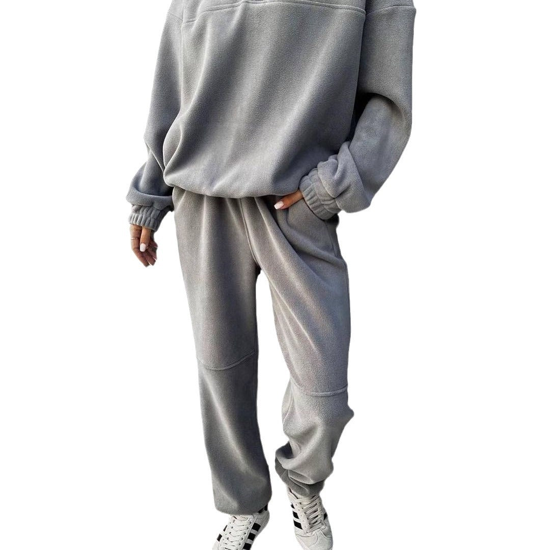 Damen Freizeitlicher Fleece-Pullover mit halber Knopfleiste und lässigem Schnitt Drune