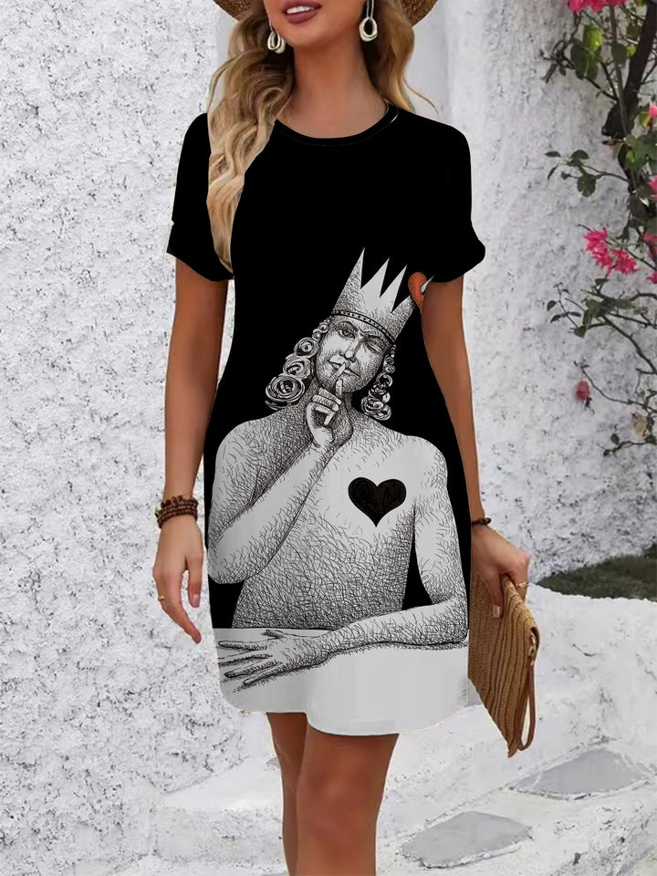 Damen T-Shirt Kleid mit floralem Design und bequemem Schnitt Drune