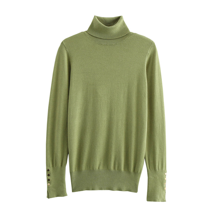 Damen Rollkragenpullover mit eleganten Knopfdetails Drune