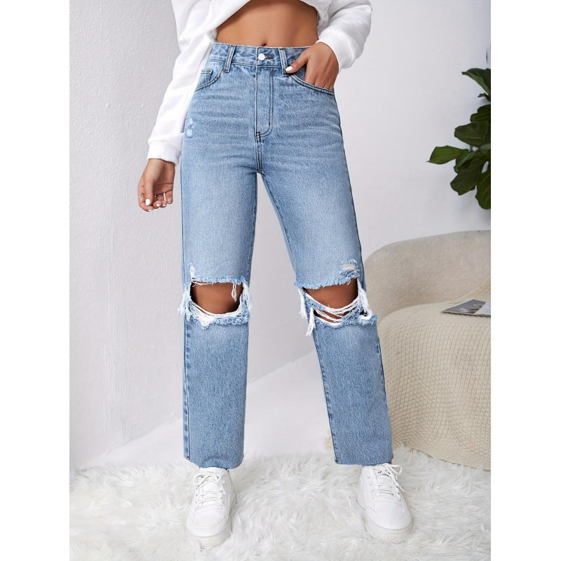 Damen Mom-Jeans im Vintage-Look mit Destroyed-Effekten Drune