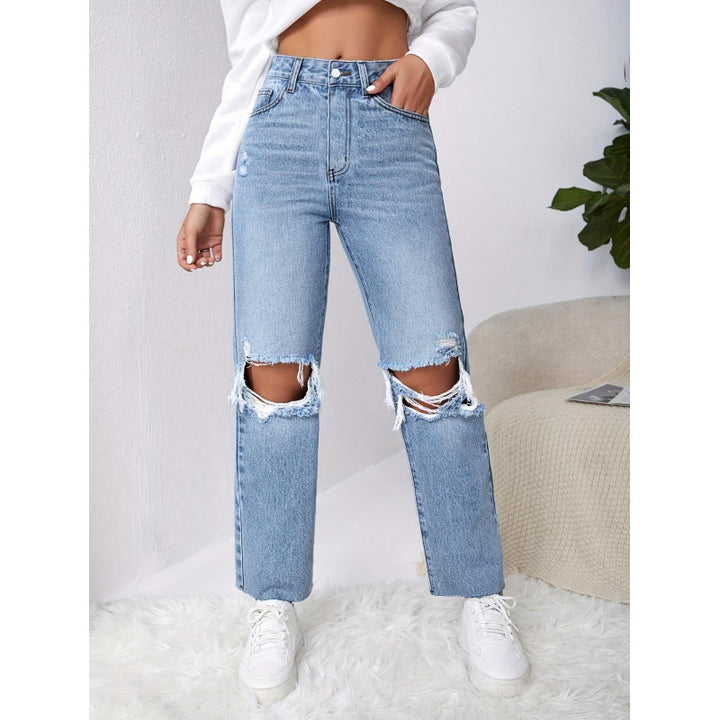 Damen Mom-Jeans im Vintage-Look mit Destroyed-Effekten Drune