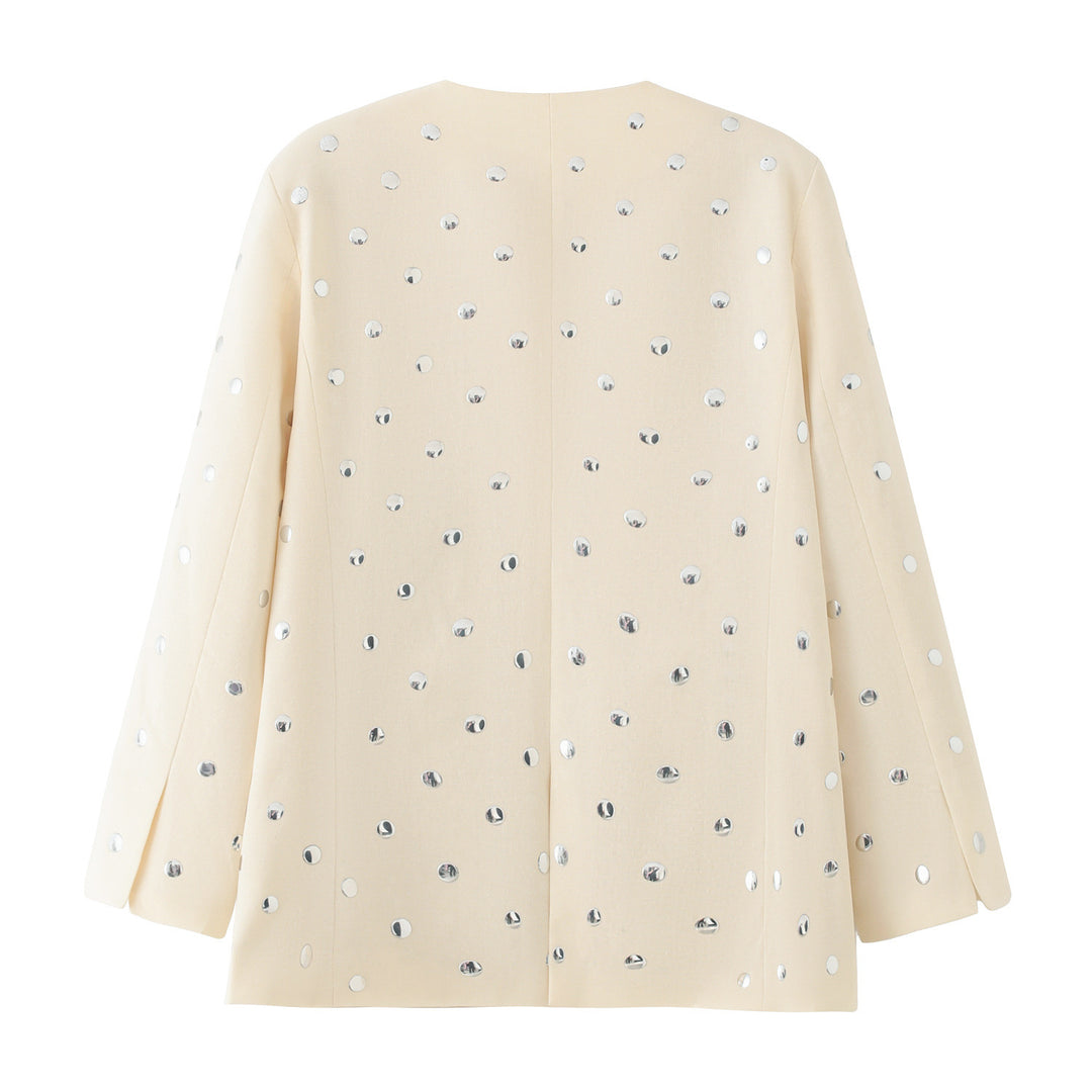 Damen elegante Blazerjacke mit funkelnden Pailletten Drune