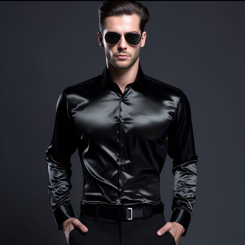 Herren elegante und glänzende Hemd Drune
