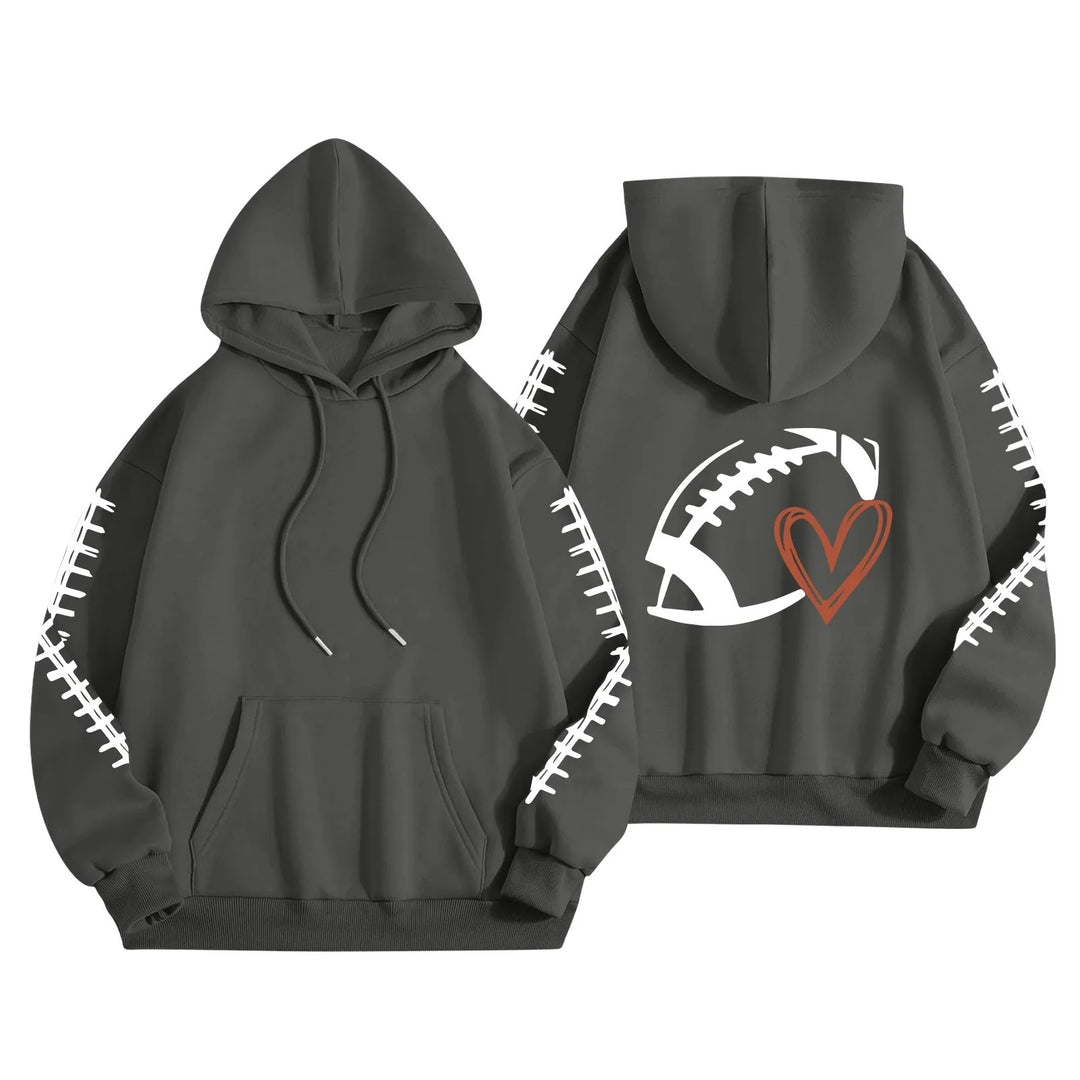 Damen Kapuzenpullover mit kreative Football-Motiv und lässigen Schnitt Drune
