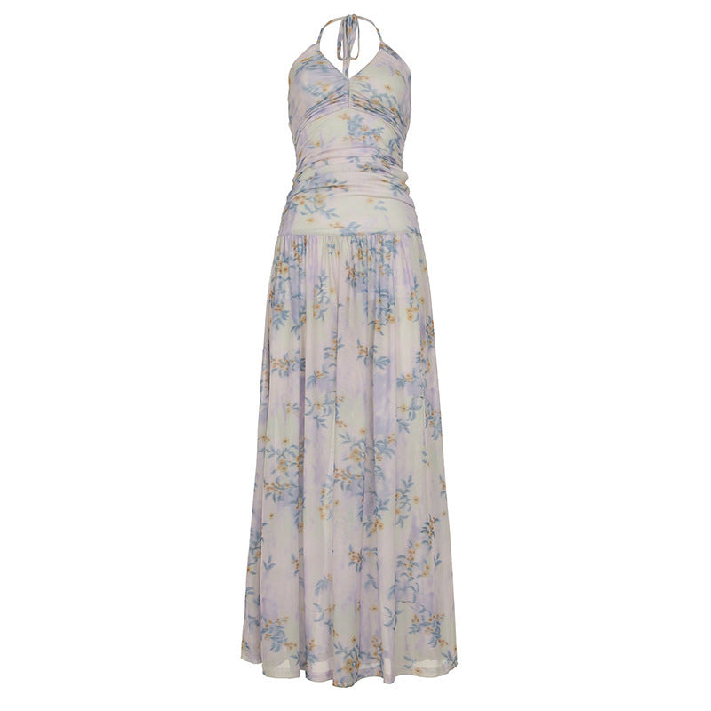 Damen Maxikleid mit floralem Design und verstellbarem Träger Drune