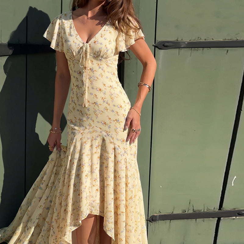 Damen Maxikleid mit floralem Design und raffinierten Cut-Outs Drune