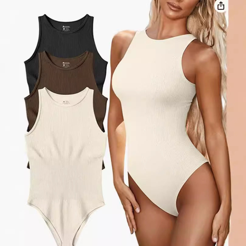 Damen nahtloser Badesuit mit sportlichem Schnitt und rippstrukturiertem Design Drune