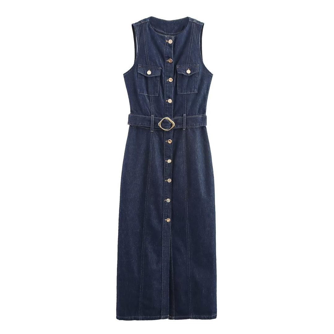 Damen Jeanskleid mit knopflosem Design und tailliertem Schnitt Drune