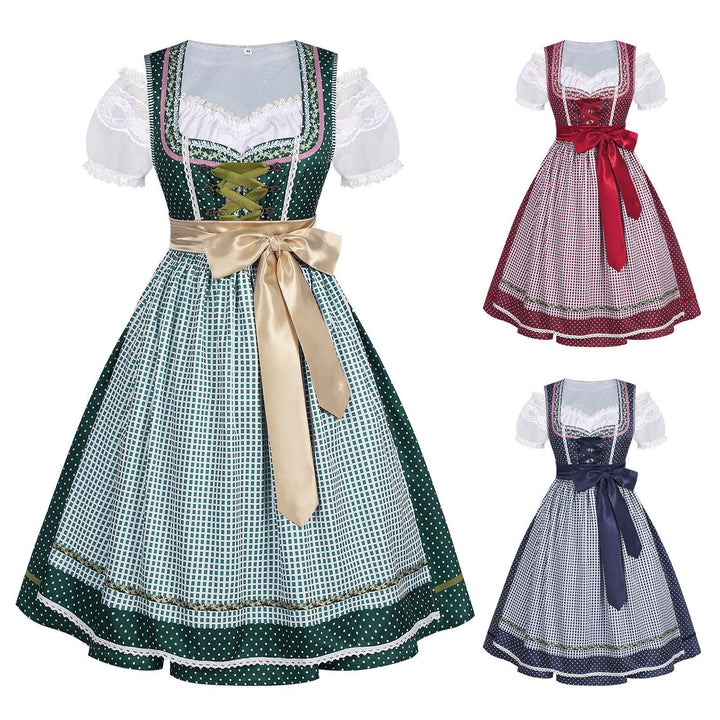 Damen nan traditionelles Dirndlkleid mit Schnürung und abnehmbarer Schürze Drune