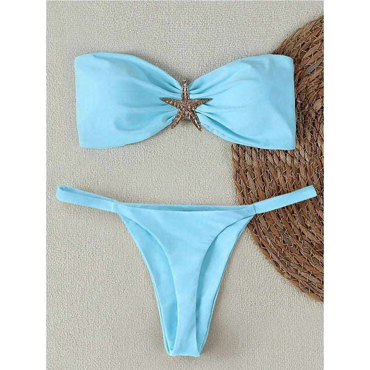 Damen Bandeau Bikini mit geschmackvollem Muschel-Detail Drune