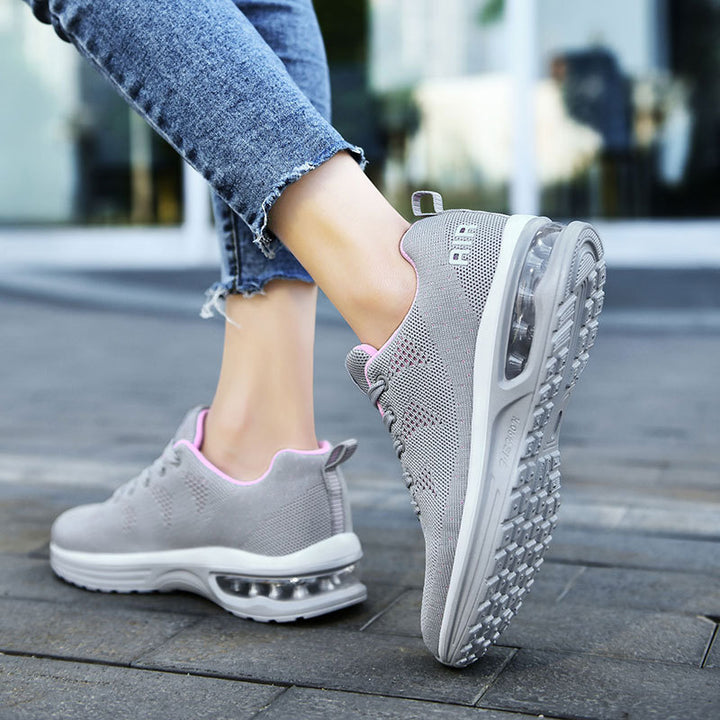 Damen nan urbaner Strick-Sneaker mit perforiertem Strickgewebe, Dämpfer-Fersenkapsel und federnder Leichtsohle Drune