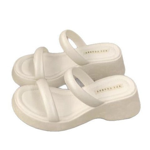 Damen modische Plateausandalen mit breiten Riemen und ergonomischer Sohle Drune