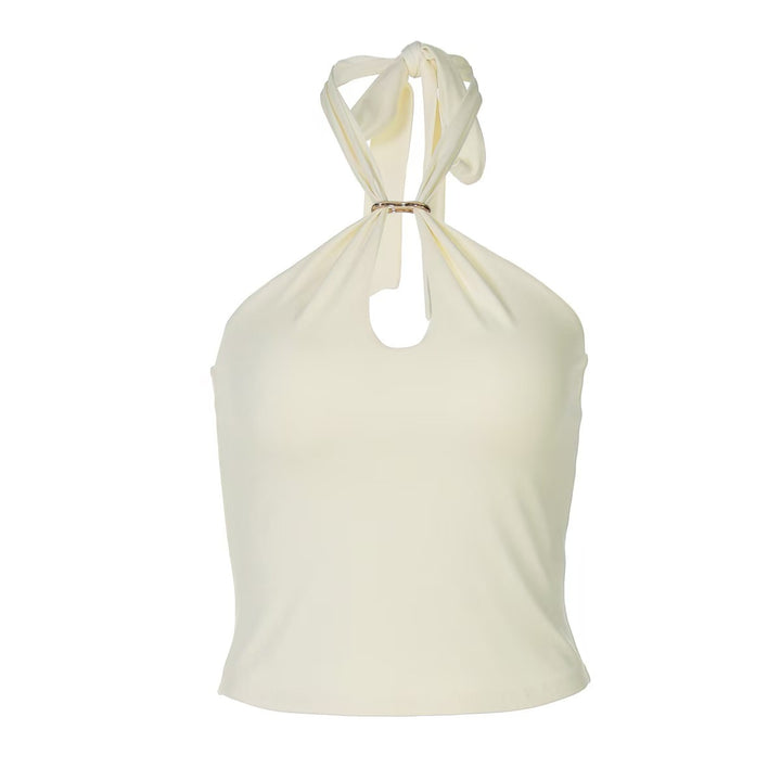 Damen Cropped Top mit modernem Ausschnitt und seitlichen Schlitzen Drune