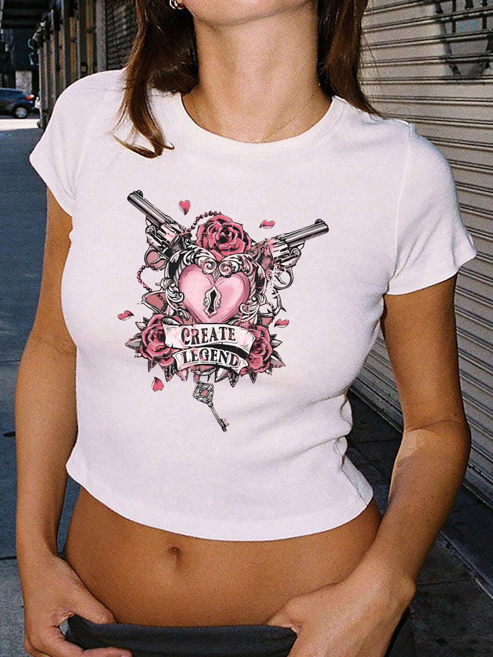 Damen Crop-Top mit auffälligem Schriftzug Drune