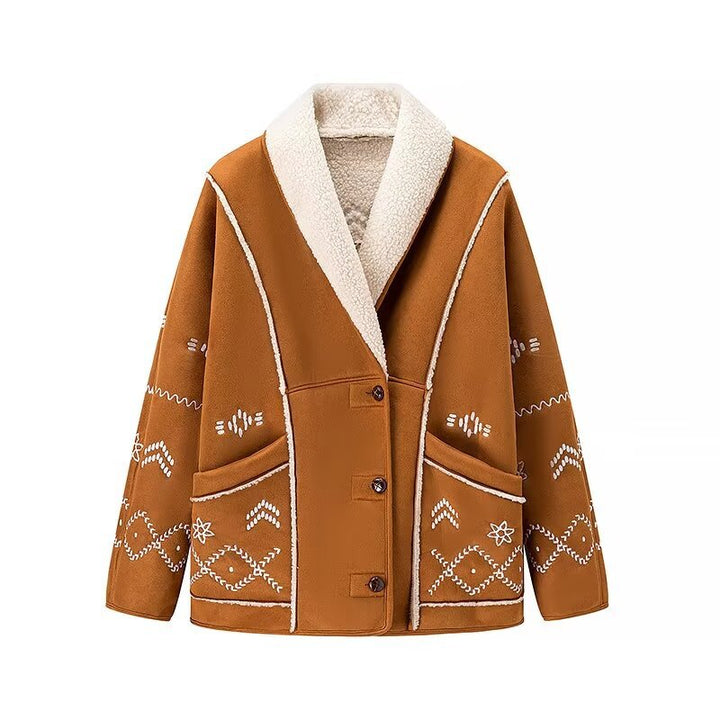 Damen elegante und gemütliche Oversize-Jacke mit floralem Design Drune