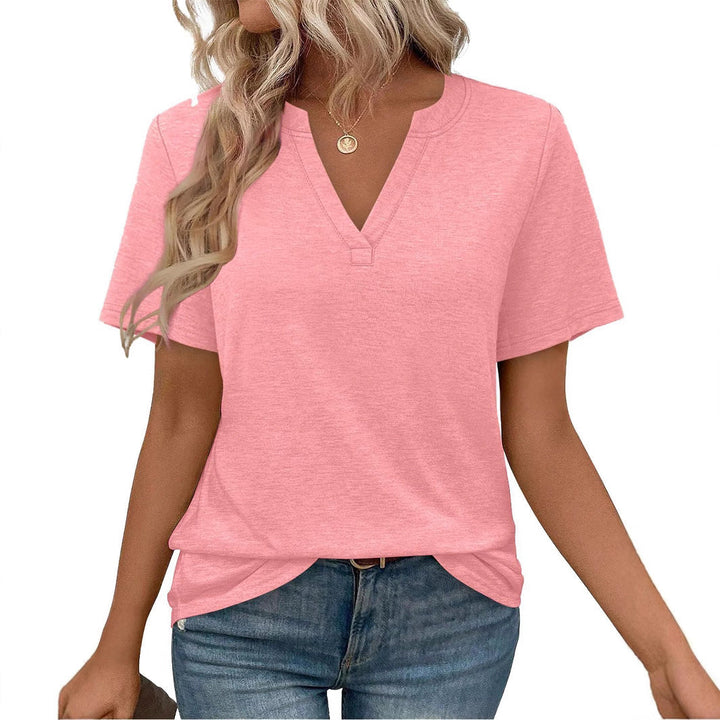 Damen zeitloses V-Ausschnitt T-Shirt mit lässigem Schnitt Drune