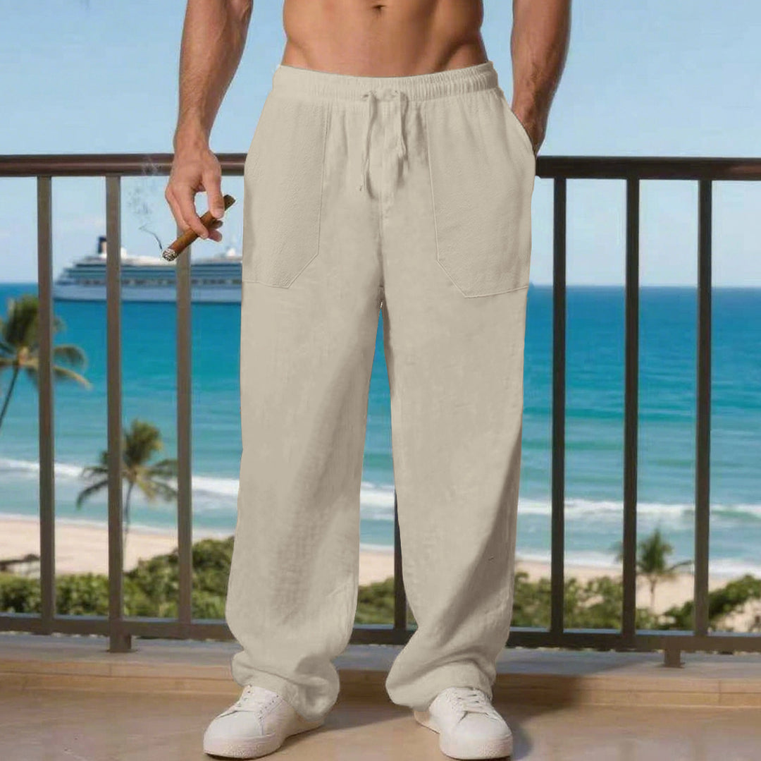 Herren Bequeme Strandhose mit seitlichen Taschen und elastischem Bund Drune