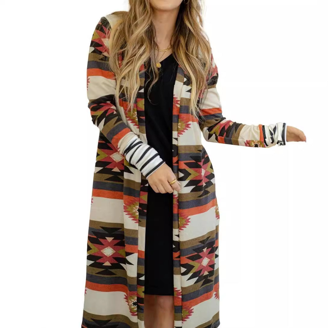 Damen Langarm-Kimono-Cardigan mit einzigartigem Muster Drune