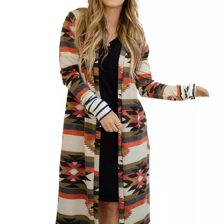 Damen Langarm-Kimono-Cardigan mit einzigartigem Muster Drune
