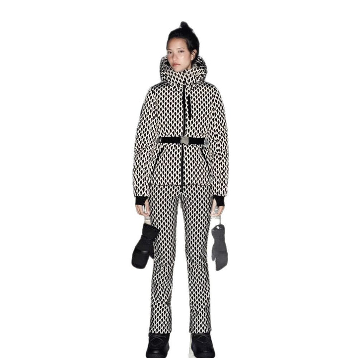 Damen winterliche Funktionsjacke mit hohem Kragen und elastischem Gürtel Drune