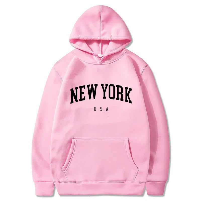 Damen Kapuzenpullover mit modischem New York Print und bequemer Passform Drune