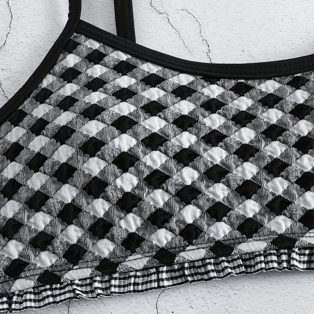 Damen lässiger Crop-Top Bikini Drune