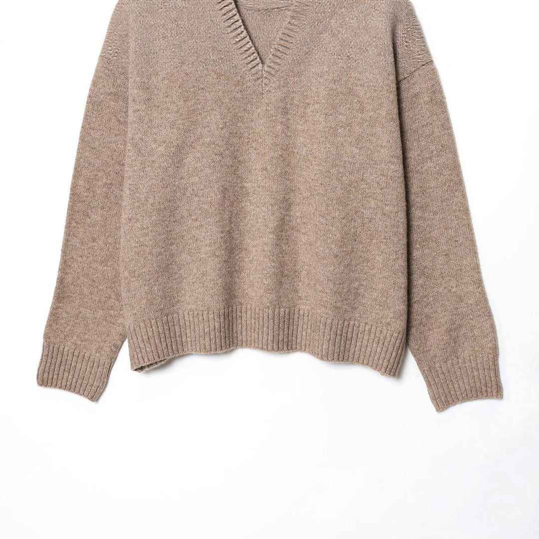 Damen gemütlicher V-Ausschnitt Pullover Drune