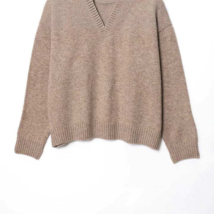 Damen gemütlicher V-Ausschnitt Pullover Drune