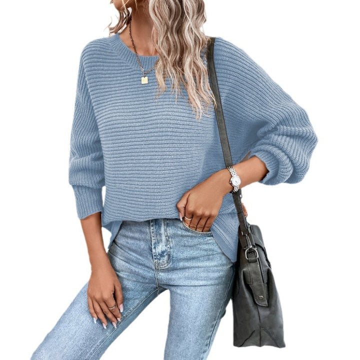 Damen Eleganter Grobstrickpullover mit tiefem V-Ausschnitt und lässigem Schnitt Drune