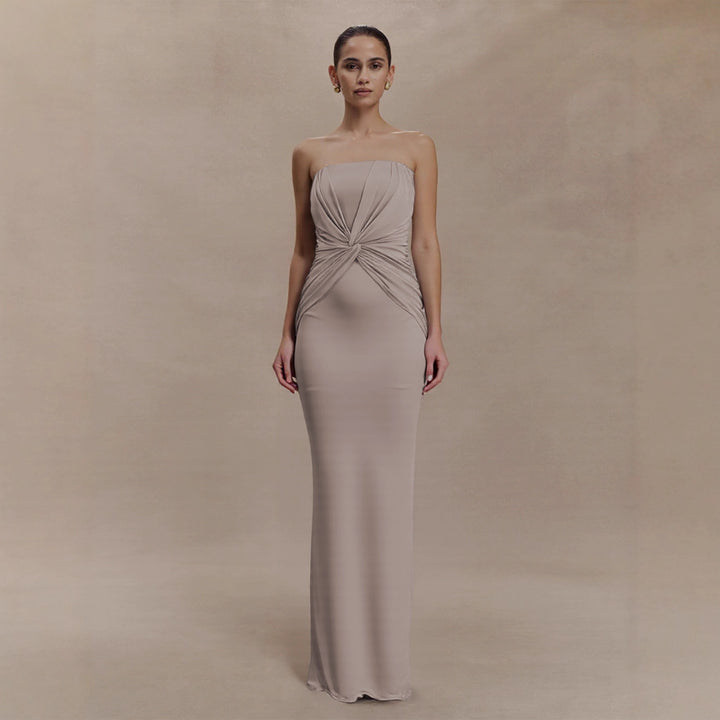 Damen Elegantes Minimalistisches Abendkleid mit Raffungen Drune