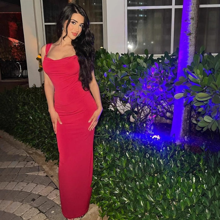 Damen Elegantes Abendkleid mit offenem Rücken und Schleifenakzent Drune