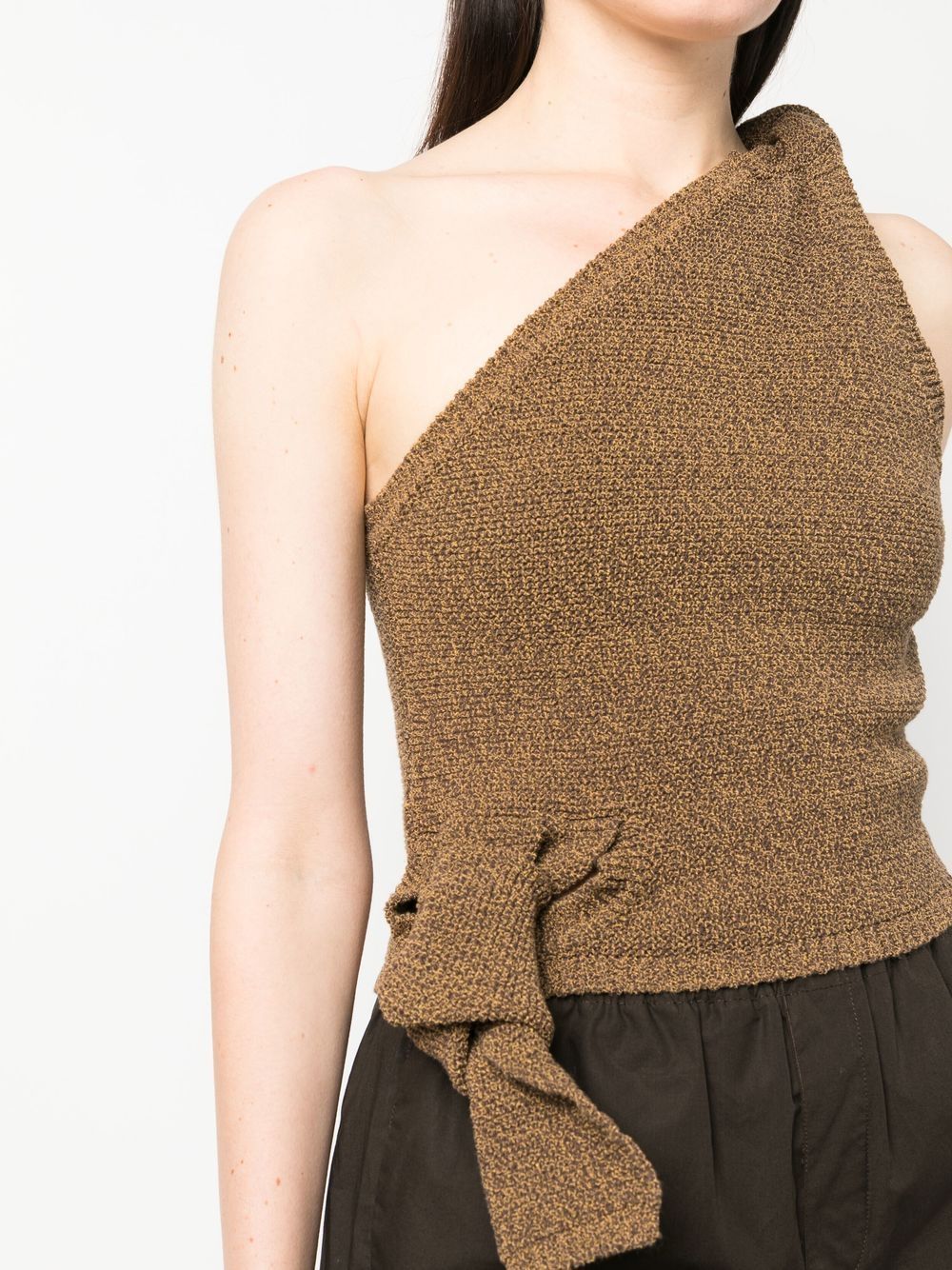 Damen asymmetrisches Strickoberteil mit dekorativem Knoten Drune