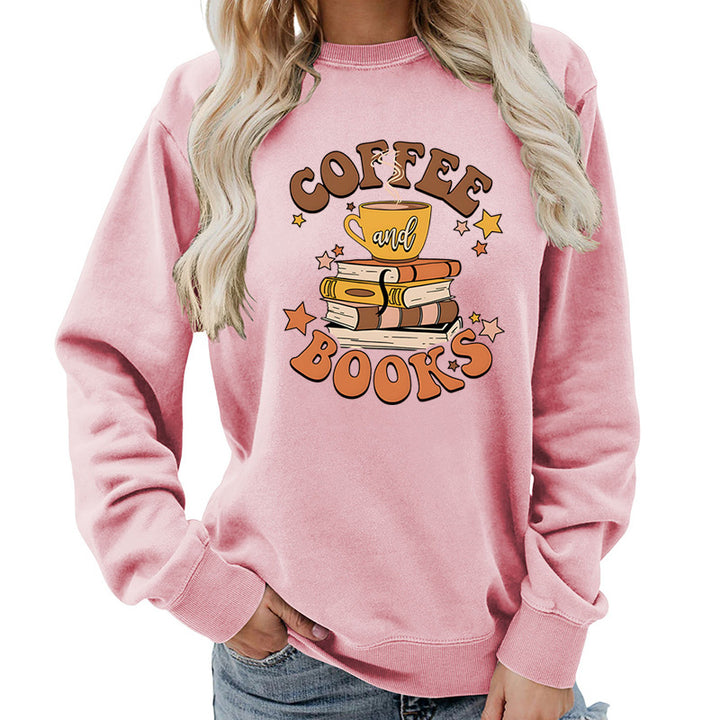 Damen Sweatshirt mit kreativem Kaffeebuch-Design Drune