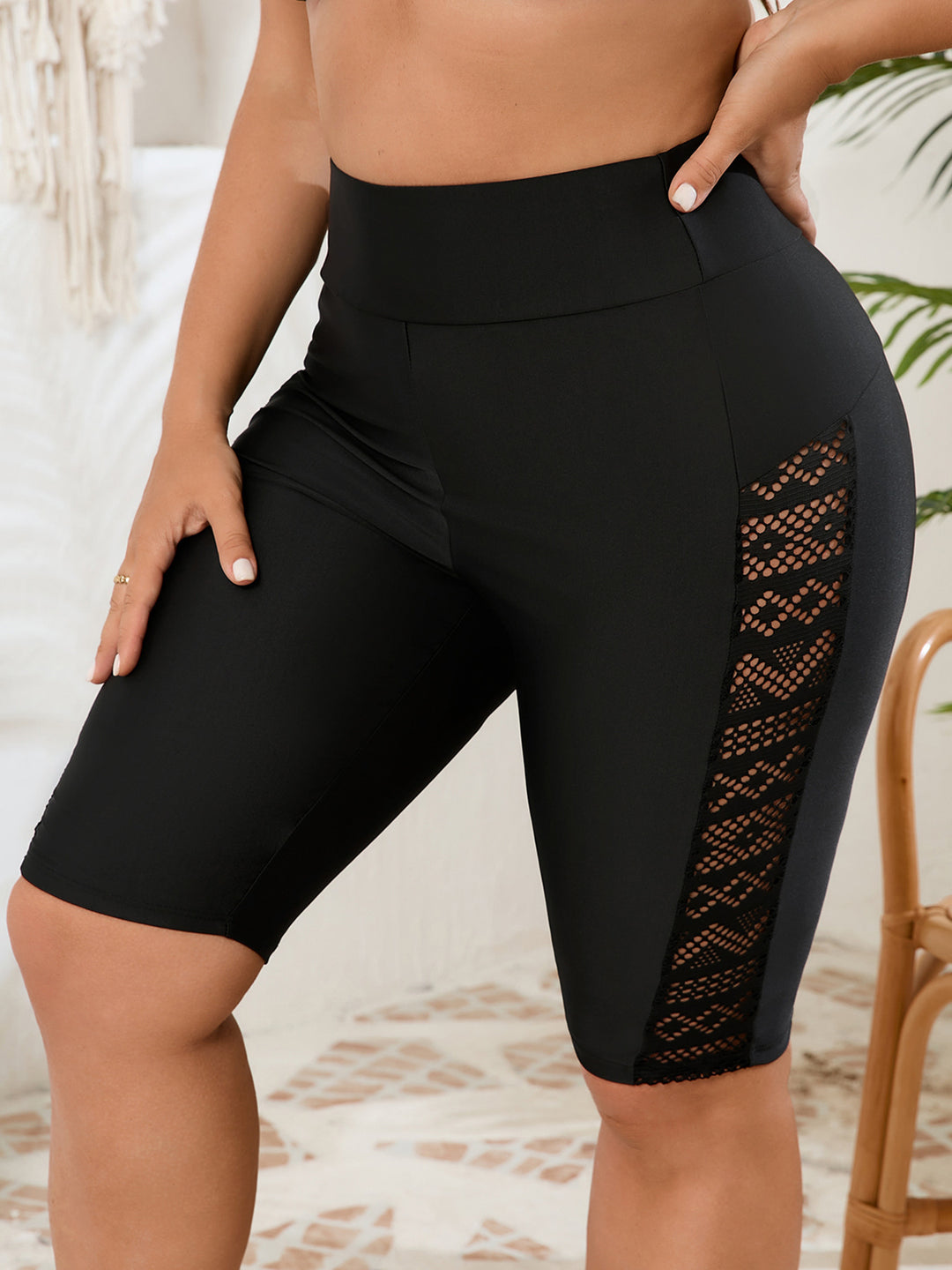 Damen Sportliche Radlerhose mit trendigem Spitzen-Detail Drune