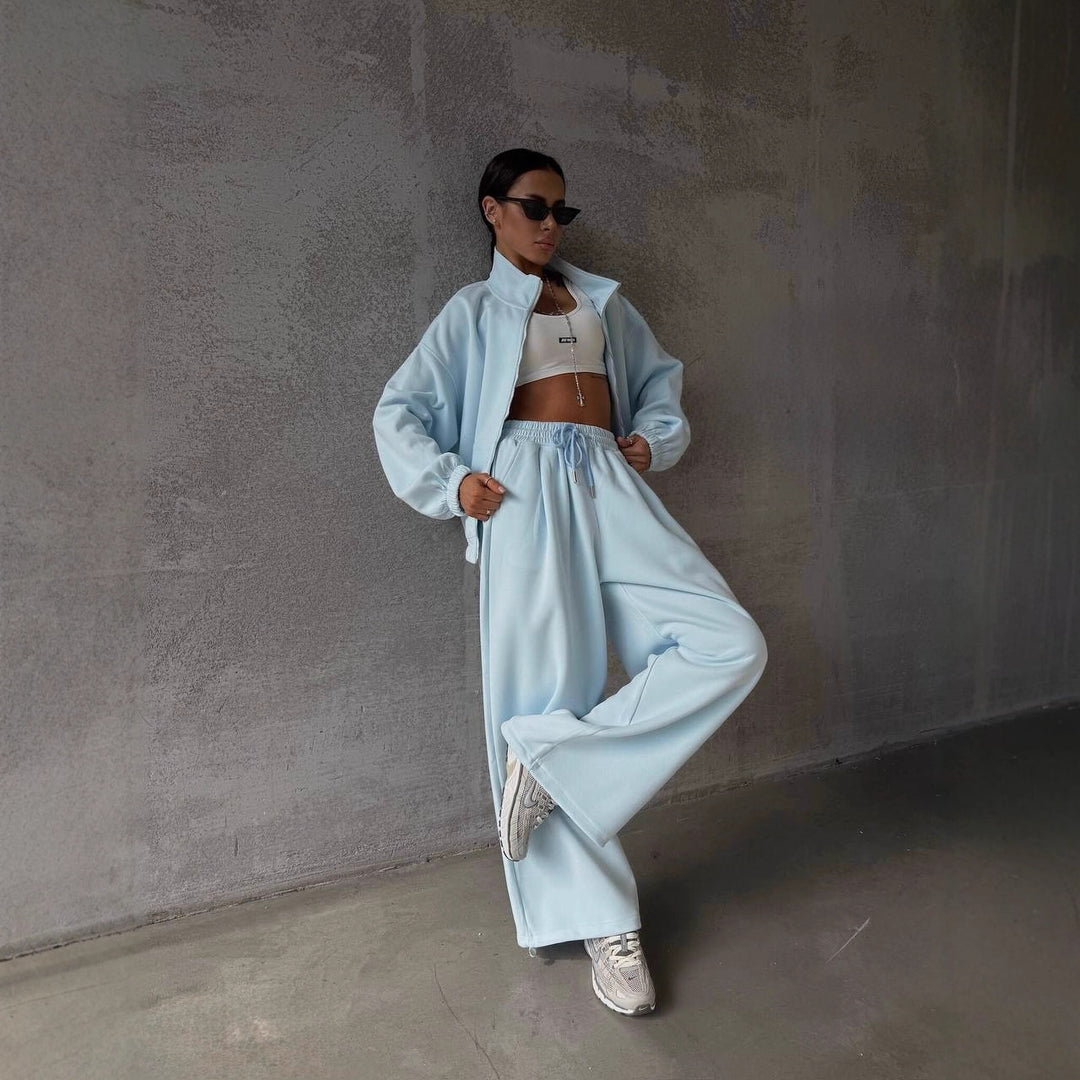 Damen lässiger Kapuzenanzug mit oversized Schnitt und elastischem Bund Drune
