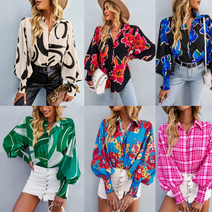 Damen Button-Up Karo Übergröße Hemd Drune