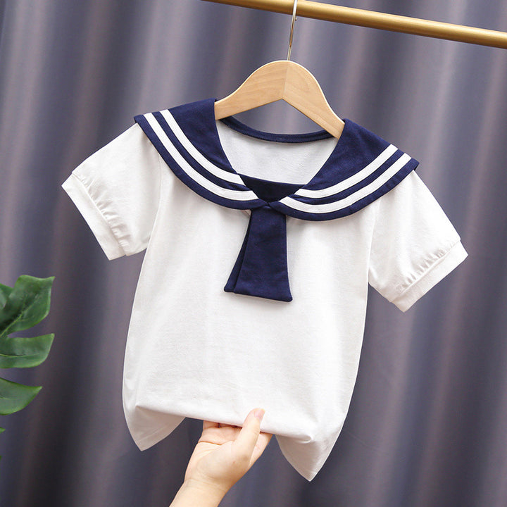 Mädchen Matrosenbluse mit klassischem Kragen und dekorativen Streifen Drune