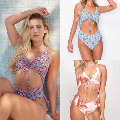 Damen Bikiniset mit modischem Cut-Out und verspielten Rüschen Drune