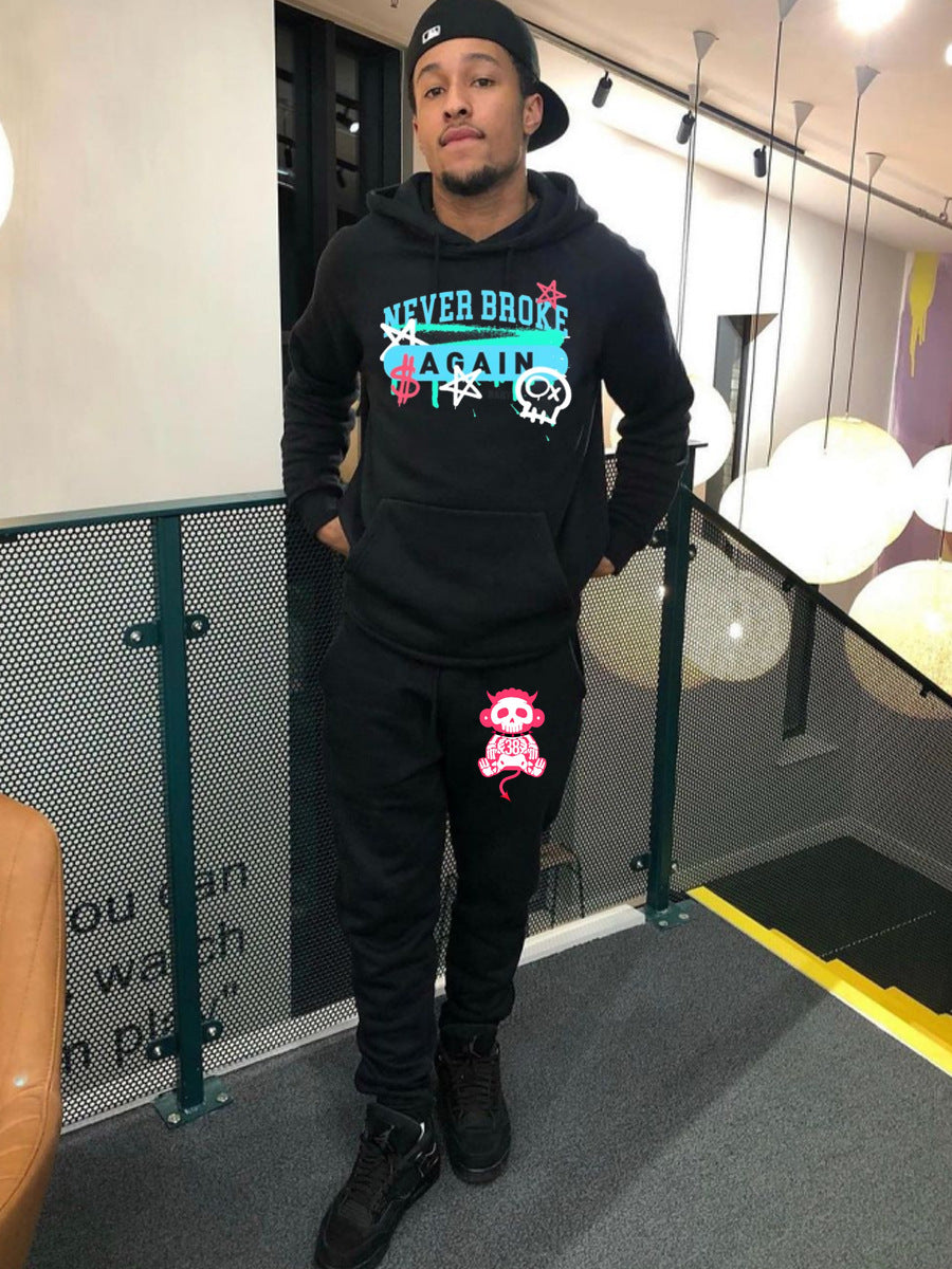 Damen modisches Hoodie- und Jogginghose-Set mit künstlerischem Druck Drune