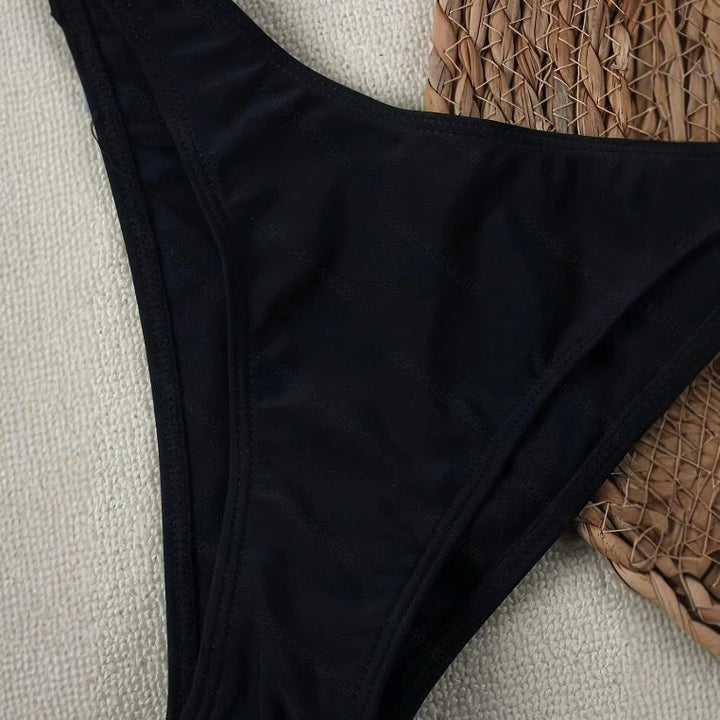 Damen Bikini-Set mit elegantem Knoten und goldener Akzentverzierung Drune